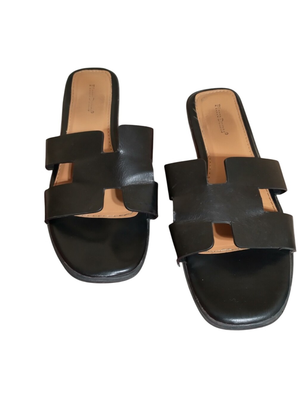 Pierre Dumas Black Slide Sandals with Cutout Double Strap